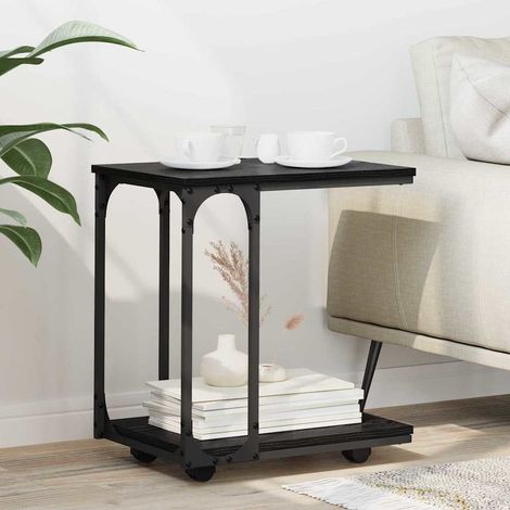 Beistelltisch mit Regal Schwarz Eichen-Optik 50 x 35 x 55.5 cm vidaXL