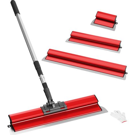 Juego de cuchillas alisadoras para placas de yeso, mango telescópico, cuchillas de acero inoxidable, color rojo. (1/2)