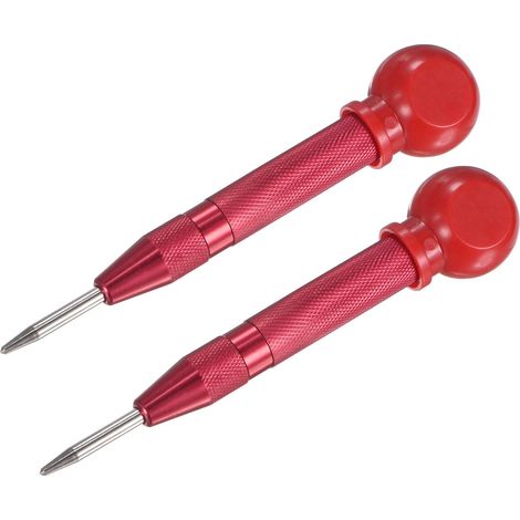 Pointeau automatique (rouge, 133 mm, pour plaques d'acier) – Lot de 2 pointe en acier au chrome-vanadium à haute dureté pour un centrage précis. (1/5)