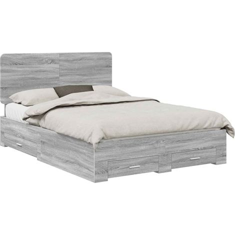 Maison Exclusive - Bettrahmen Graues Sonoma 140 x 190 cm Holzwerk