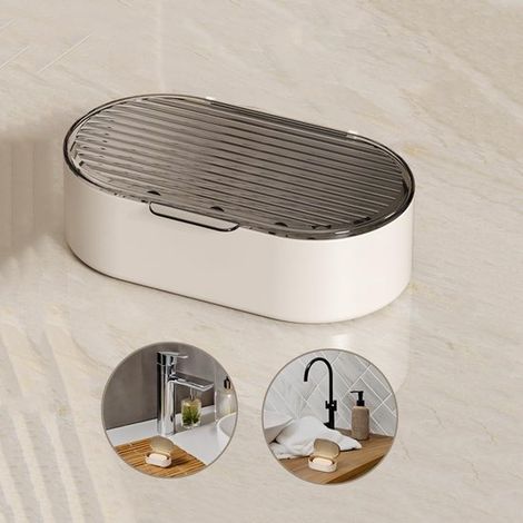 Jabonera extraíble de doble capa，Gris transparente，Jabonera con desagüe y tapa，Soporte para jabón，Jabonera para cocina (1/5)