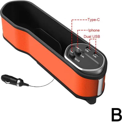 (B) Boîte de rangement pour l'espace entre les sièges de voiture avec chargeur ultra-rapide, organisateur de remplissage d'espace entre les sièges avec accessoires de voiture et chargeur sans fil D8T5 (1/5)