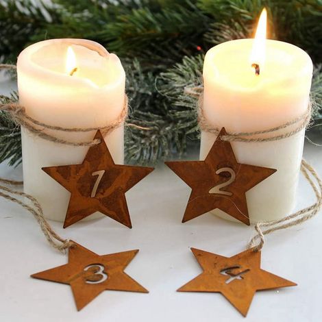Guirlande Décorative Noël Chiffres Rouillés - Pentagramme Métallique - Pour Porte ou Mur - Lot de 4 (1/3)