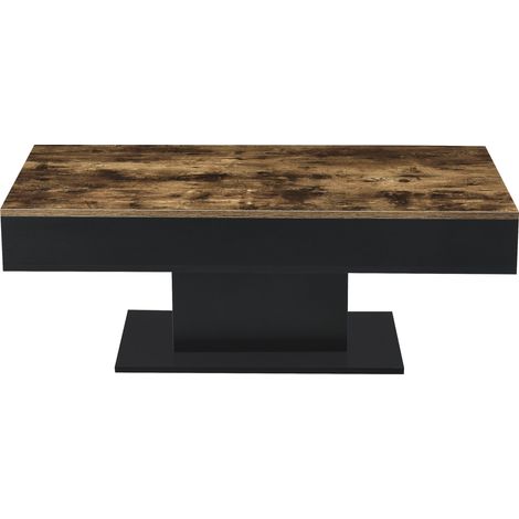 Mesa de centro para salón con almacenaje tablero de partículas 110 cm negro marrón 030006147