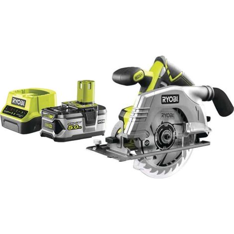 Confezione RYOBI Sega circolare 18V OnePlus R18CS-0 - 1 batteria 5.0Ah - 1 caricatore rapido 2.0Ah RC18120-150