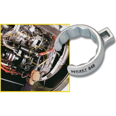 Hazet Ringschlüssel, offen 3/8 (10 mm) Vierkant hohl, Außen Doppelsechskant Profil, SW 17 mm, Innenvierkant 10 = 3/8