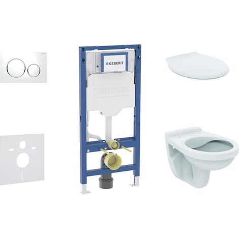 Geberit Duofix - Set per installazione pre- parete, vaso Alpha e sedile, pulsante Sigma20, bianco/cromo SANI11CD3127