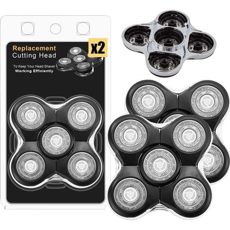 2 Têtes De Rasoir Compatible Remington Balder RX5 XR7000 XR1500 Système Clip Rasage 360° Peau Sensible