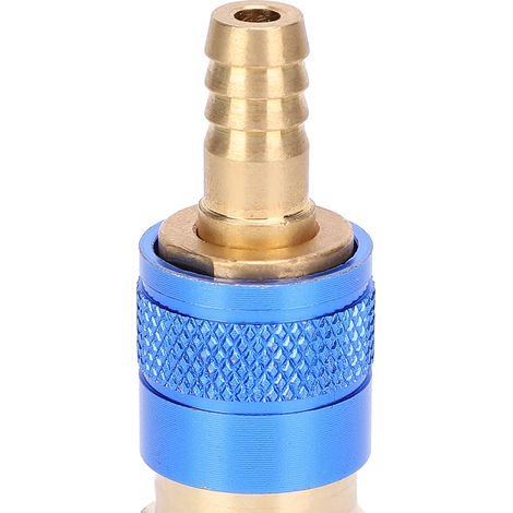 Une paire de connecteurs rapides pour pistolet de soudage refroidi à l'eau, 8 mm, bleus. (1/5)