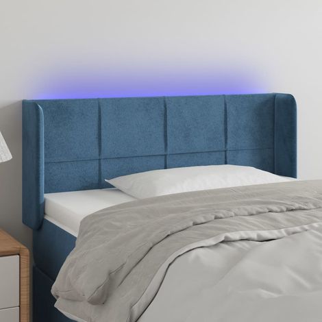 Tête de lit à LED - Design industriel - Pour Lit adulte - Bleu foncé 83x16x78/88 cm Velours Chic-521685 (1/5)