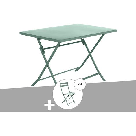 Table de jardin rectangle Greensboro 110 x 70 cm Olive avec 4 chaises - Hespéride (1/5)