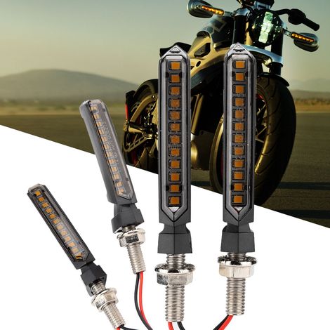 Clignotants Moto Universels 12V 4 Pièces, Feux Indicateurs 12 LED à Défilement, Lampe Flash Etanche pour Motocycle (1/5)