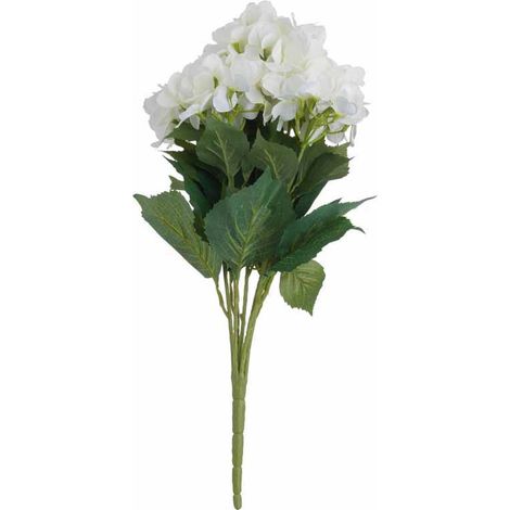 White Hydrangea Bouquet Artificial Flower - Fabric/Plastic - L34 x W34 x H54 cm - Cream