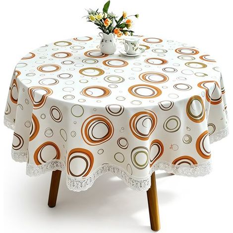 Nappe ronde lavable. Nappe ronde imperméable en vinyle PVC. Nappe ronde en plastique. Protège-table rond pour la cuisine et la salle à manger. Résistante à l'huile et... (1/5)