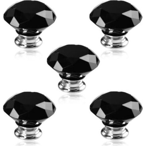 10 pièces/diamètre 30mm bouton de porte en cristal noir bouton armoire tiroir meubles verre diamant bouton (1/3)