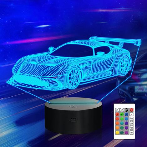 Auto 3D Night Light, Lampe Illusion De Voiture De Course De Sport Avec Télécommande 16 Changement De Couleurs, Cadeaux D'anniversaire De Noël De Vacances Pour Enfants Cadeaux Jouets Maison (1/5)