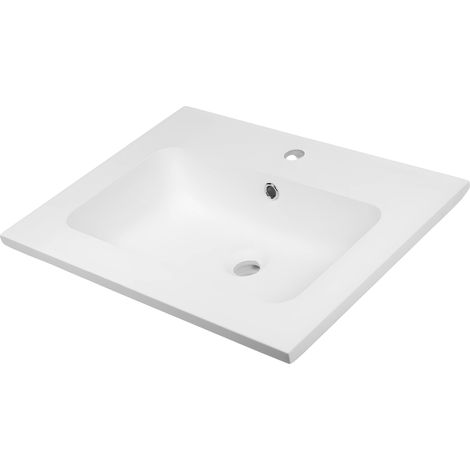 Lavabo ad incasso mineral marmo colore bianco opaco mobile composizione bagno misure 81x46 cm - confezione 1