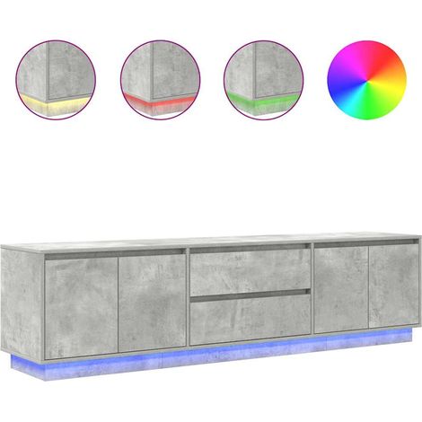Mobile TV  Armadietto TV  Mobile Porta TV con Luci LED Grigio Cemento 193,5x41x50 cm (1/5)