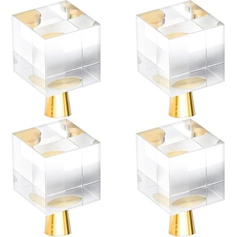 4 Pcs Boutons de Tiroir en Cristal(20x35mm), Poignée de porte carrée en verre avec vis pour vanité de tiroir de placard