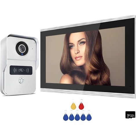 2MP 1080P 10 Pouces interphone vidéo écran Tactile Grand Tuya sans Fil POE Filaire Sonnette for Villa Plat RFID contrôle d'accès(1v1) (1/5)