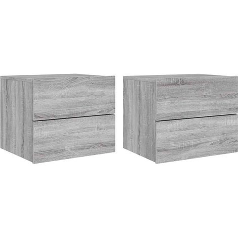 Maison Exclusive - Wand-Nachttische mit LED-Leuchten 2 Stk. Grau