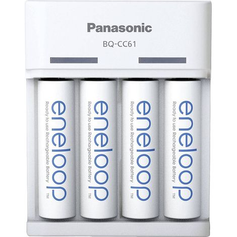 Panasonic eneloop Basic USB Chargeur, pour 2 ou 4 piles AA/AAA Ni-MH, 6 fonctions de sécurité et Micro-USB. Y compris 4 eneloop AA/Mignon, capacité minimale améliorée de 2000 mAh. (1/7)