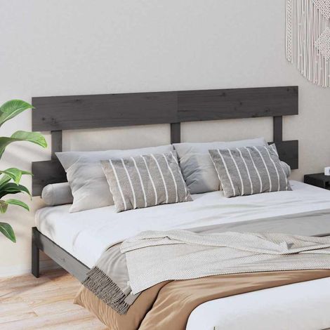 vidaXL Cabecero de cama madera maciza de pino gris 204x3x81 cm (1/5)