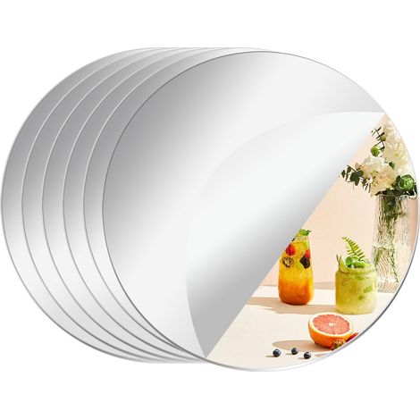 Lot de 6 carreaux de miroir ronds pour décorations de table, plateaux miroir, miroirs ronds plats pour décorations de table, assiettes à bougie miroir pour décorations de table (1/5)