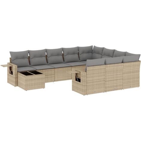 Maison Exclusive - Set de sofás de jardín 11pzas con cojines ratá (1/5)
