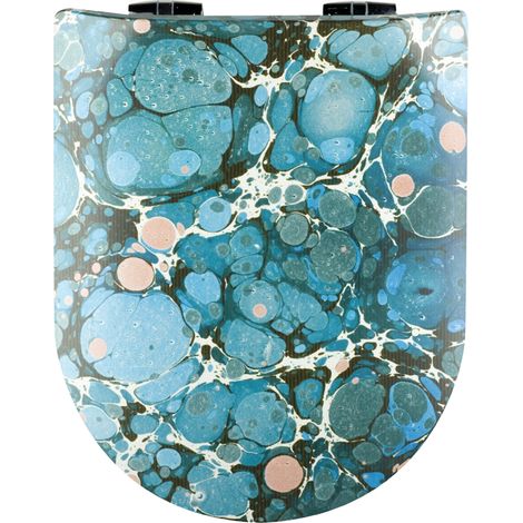 Abattant wood slim avec descente assistée au style pierre précieuse Bleu 47.5x36.5 cm (1/5)