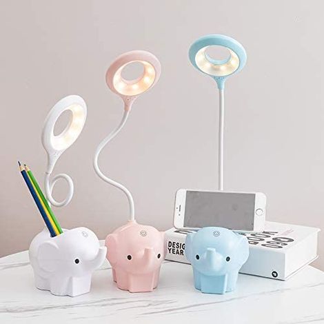 MINKUROW Lampada Da Tavolo, Lampada Da Tavolo A Led Dimmerabile Lampada Per Bambini Dimmerabile 3 Livelli Di Luminosità Protezione Degli Occhi Touch Control Ricarica Wireless Usb, Portapenne E Porta T (1/5)