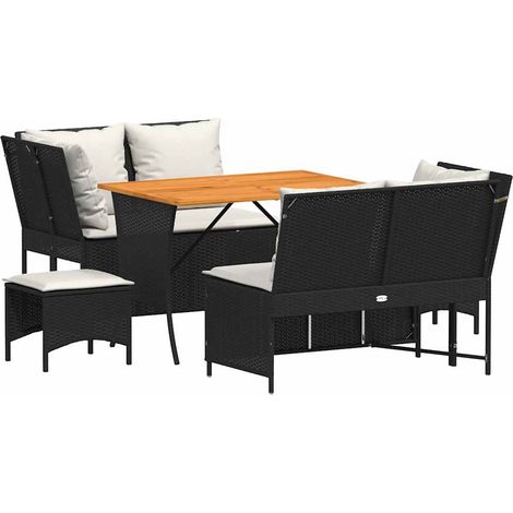 vidaXL Set Divani da Giardino 5 pz con Cuscini in Polyrattan Nero