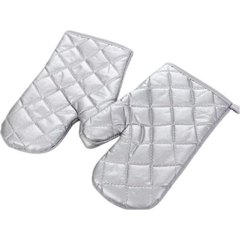 YMYNY Gants de four, gants en tissu plaqué argent imperméables, gants de four double face antidérapants résistants à la chaleur pour griller/cuire/pâtisserie/barbecue, 1 paire argentée. (1/5)