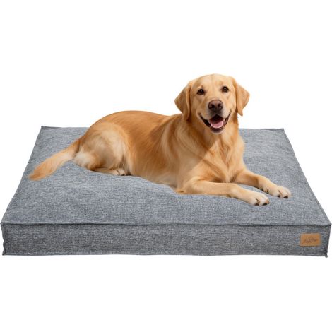 UNHO - Coussin pour chien orthopédique - Housse en lin aéré déhoussable et lavable - Rembourrage en mousse haute résilience - Confort optimal pour animaux - Gris XXL 118x89x12cm