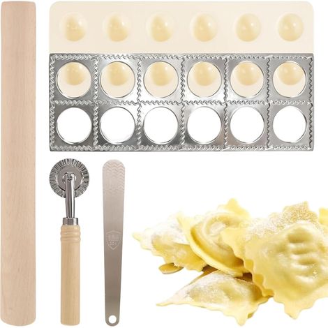 Ravioli Mould - Stainless Steel Dumpling Mould - Can Be Used to Prepare Fresh Dumplings, Pies, Dumplings and Desserts, Suitable for All Pastries and Pastries (1/5)