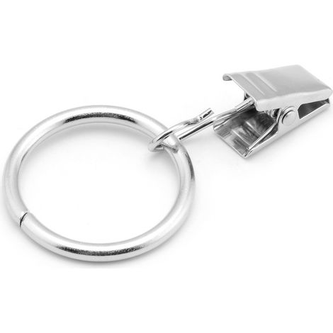 BEBUSINGOTO 40 Stück Gardinenringe mit Clips Metall Aufhängeringe Clipringe 25mm Innendurchmesser, Silber (1/4)