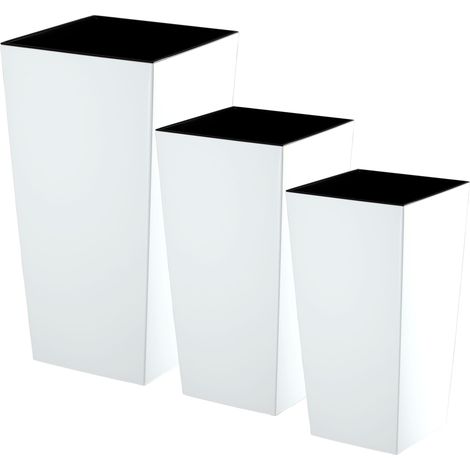 KADAX Glatt Blumentopf Set, Blumenkübel aus Kunststoff, 25+30+35 cm, Weiß
