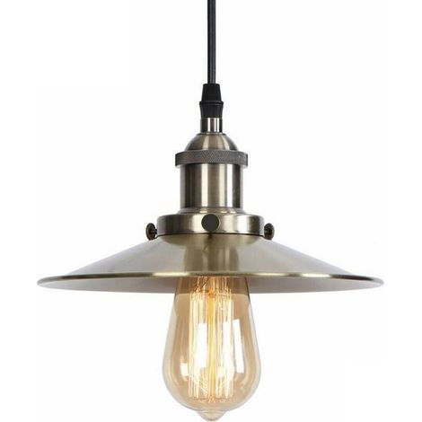 TrAdE Shop Traesio - Lampadario Soffitto Portalampada Pendente Vintage Retro' Cavo Telato E27 Cromato - (1/3)