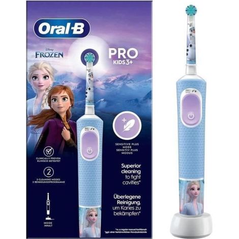Brosse a Dent Electrique Oral-B Pro Kids Enfant, Reine des Neiges Disney, 1 Brossette Brossage Doux, Minuteur et Vibrations (1/5)