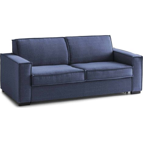 Dmora - Festes Sofa Dméne, Großes 2-Sitzer-Sofa, 100% Made in Italy, Wohnzimmersofa aus Stoff, mit schmalen Armlehnen, Cm 180x95h90, Blau