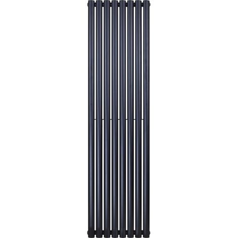 Verti Oval Schwarz Matt Double 1800x472 - 1640W Paneel Heizkörper Vertikal Doppellagig Schwarz Matt 1800x472 (HxB) 1640W (1/3)