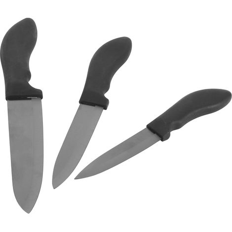 Ensemble de 3 Couteaux Céramiques à Lame Noire et Manche Ergonomique pour Fruits et Cuisine (1/5)