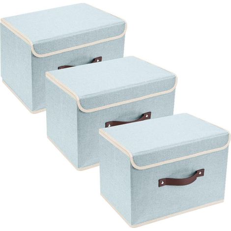 Faltbare Aufbewahrungsbox mit Deckel, 3 Stück, 38x25x25 cm, Aqua Spring (1/5)