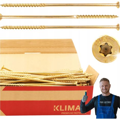 Vis Charpente Bois Klimas WKCS, 10 x 300 mm, Empreinte Torx, Tête Fraisée, Boîte 25 Pièces (1/5)