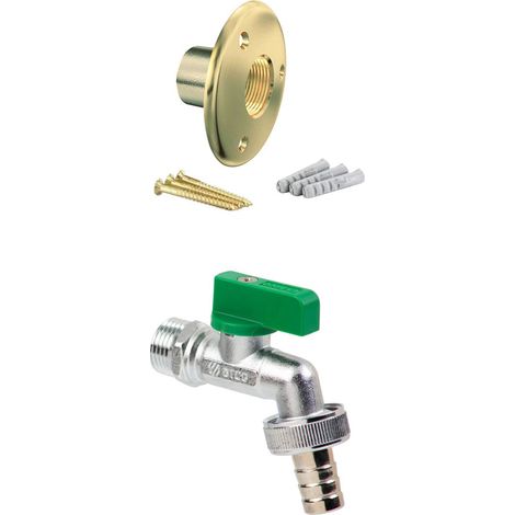 Robinet d'arrosage anti-calcaire M1/2'' (15/21) avec son applique - Arcanaute (1/4)