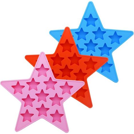 Bandeja de silicona para cubitos de hielo con forma de estrella, 3 piezas 11 estrellas, apta para alimentos y fácil de desmoldar. (1/5)