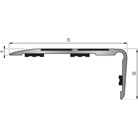 Dinac – Nez de marche aluminium 3m – 2 bandes antidérapantes Carbo anthracite – Pose en applique à visser – Usage tertiaire intérieur