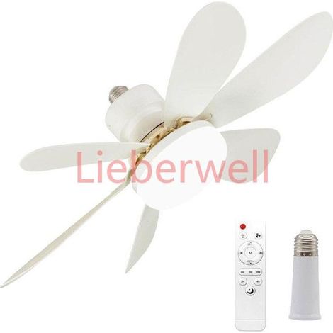 52CM Ceiling LIEBERWELL Fan with Light and Remote, 40W Dimmable LED, 6 Blades, 3 Speeds, E27 Socket, White (1/5)