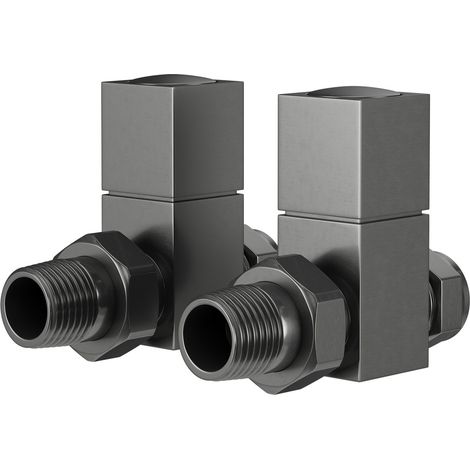 Colore Dias Gunmetal Grey Square Straight Radiator Valves (1/5)