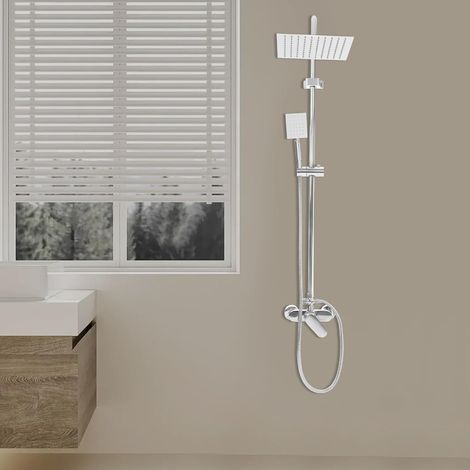 Duscharmatur Komplettset, Silber Duschsystem mit Duscharmatur, Edelstahl Regendusche Duschset mit großer Regendusche und Handbrause (1/5)